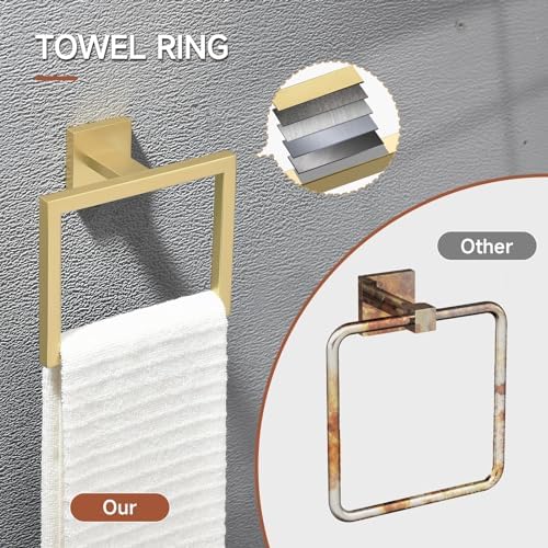 TQKAG 5 Piece Brushed Gold Bathroom Accessories 23.6" Bathroom Hardware Set - Image 2