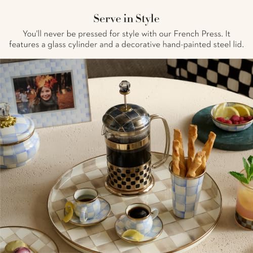 MACKENZIE-CHILDS Glass Coffee French Press, Bronze-and-Gray Sophisticheck - Image 2