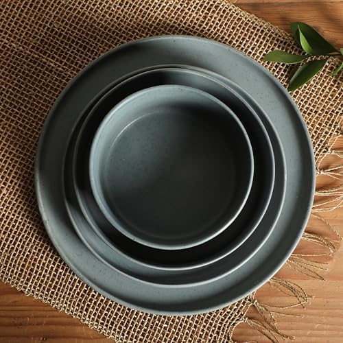 Gibson Elite Tatum Premium Porcelain Matte Reactive Glaze 16-Piece (Service for 4) Plates and Bolws Stackable Dishes Ceramic Dinnerware - Blue - Image 5