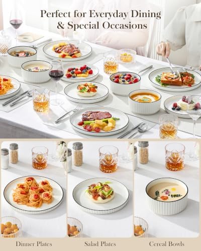 MALACASA Porcelain 24 Pieces Plates and Bowls Set, Dinnerware Set for 8 - Image 6