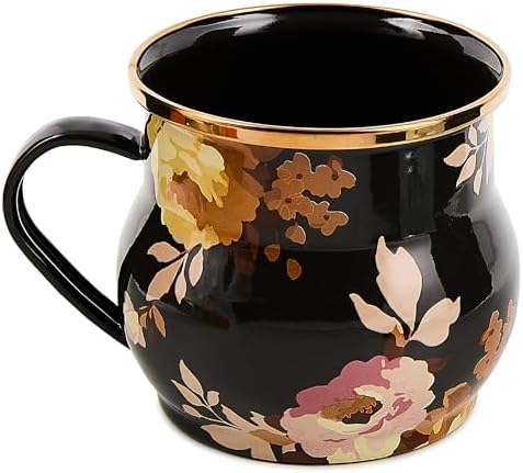 MACKENZIE-CHILDS Enamel Mug, 16 Ounces, Wild Rose Brown by Unknown