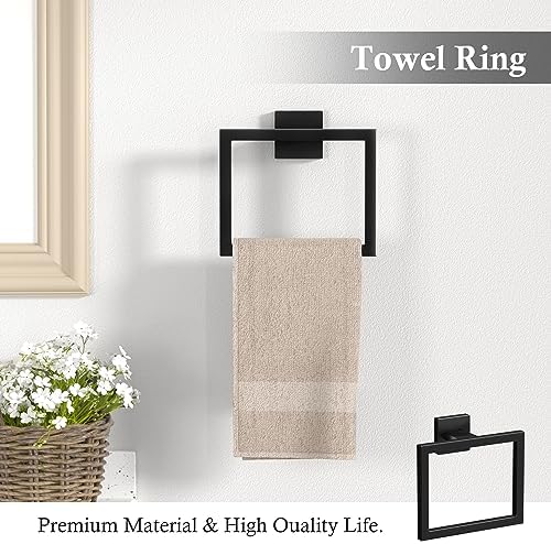 10-Pieces Matte Black Bathroom Accessories Set 23.6 Inch Towel Bar Set. - Image 5