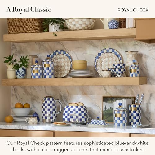 MACKENZIE-CHILDS Electric Kettle, 8 Cups, Blue-and-White Royal Check - Image 3