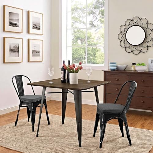 BUYUE Friendly Woven Fabric 14x14 Magnetic Cushions for Metal Chair Set of 4, Enhanced Anti-Slip Seat Pads for Dining Kitchen Café Stackable Chairs (U-Shape, Dark Gray, 4 Counts) - Image 2
