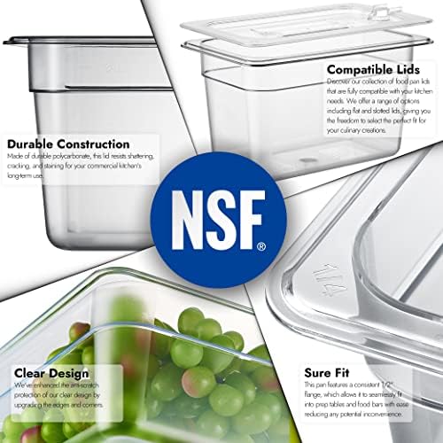 CURTA 6-Pack 1/4 Size 6" Deep NSF Polycarbonate Food Pans | Dishwasher & Freezer Safe Clear Container for Prep Tables, Buffet, Salad Bar, Commercial & Home Kitchen - Image 5