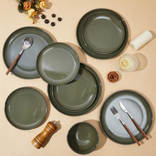Pokini Stoneware Dinnerware Sets for 4, 12pcs Plates and Bowls Sets Dishes - Image 3