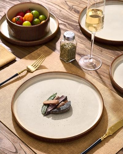 Dinnerware Set for 4, Reactive Glaze Plates and Bowls Sets - Image 3