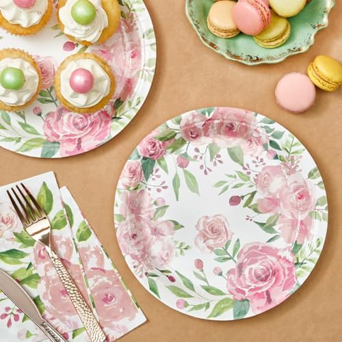 BLUE PANDA Flower Paper Plates - Spring Paper Plates for Garden Parties - Tea Party Decor - Pack of 80, 9", Multicolor - Image 5