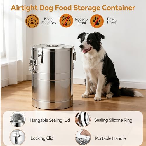 Newget 35 lb Stainless Steel Dog Food Storage Container with Scoop - Image 4