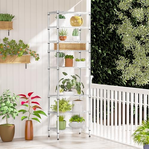IZEUK 8 Tier Adjustable Metal Storage Shelving Unit, Heavy Duty Standing Rack Organizer for Kitchen, Pantry, Laundry Room, Garage or Basement, 2000 lbs Capacity, 23.6 W x 13.8 D x 79.5 H, Chrome - Image 5
