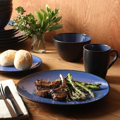 Gibson Elite Soho Lounge Round Reactive Glaze Stoneware Dinnerware Set, Service for 4 (16pc), Blue, Soho Round. - Image 6
