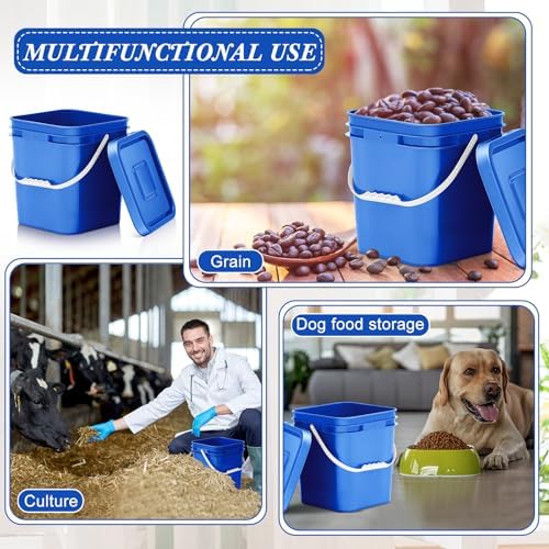 Mumufy 5 Pcs 3.5 Gallon Square Food Grade Bucket with Lid, Blue - Image 5