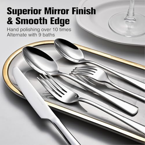 45 Piece Silverware Set for 8 with Serving Utensils, 18/10 Stainless Steel - Image 5
