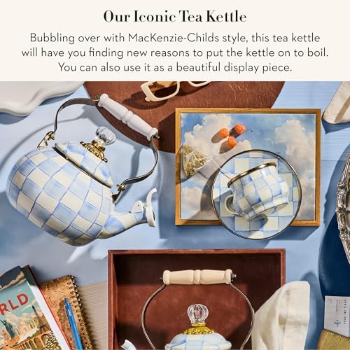 MACKENZIE-CHILDS Whistling Tea Kettle, Light-Blue-and-White Sky Check - Image 2