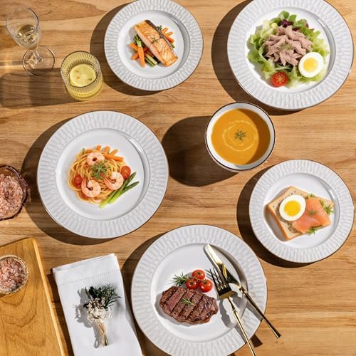GBHOME Ceramic Dinnerware Sets of 4,12 pcs Plates and Bowls Sets Dishes - Image 4
