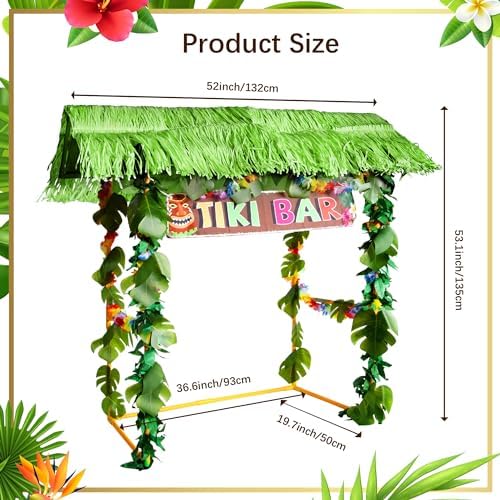 Auihiay 125PCS Tiki Bar Hut Kit, Portable Outdoor Tiki Bar Decor Supplies - Image 2
