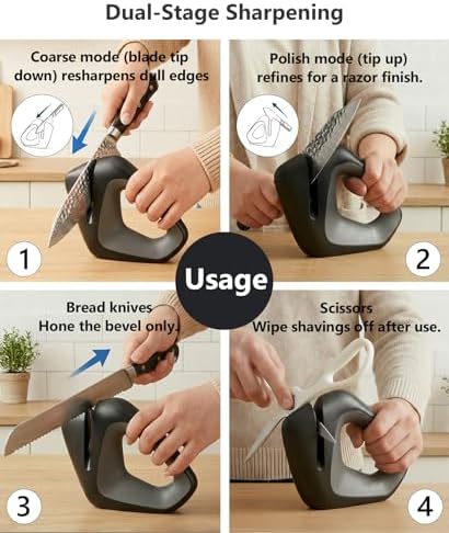 Cold-Grinding Knife Sharpener | Auto-Angle No-Assembly Tool for Home Kitchen - Image 5