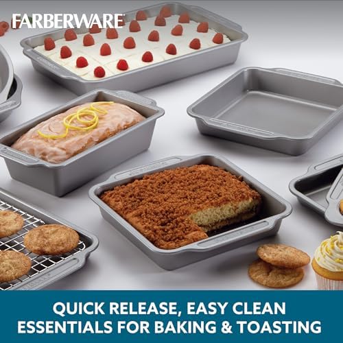 Farberware Nonstick Bakeware Set with Cooling Rack, Gray, 10-Piece (Pack of 2) - Image 3