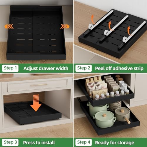 PAKETA 4 Pack Expandable Pull Out Cabinet Organizer,21" Deep - Image 6