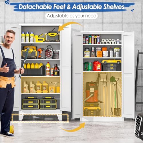 GAIOUS 71" Tall Metal Storage Cabinet with 2 Doors and 4 Adjustable Shelves - Image 4