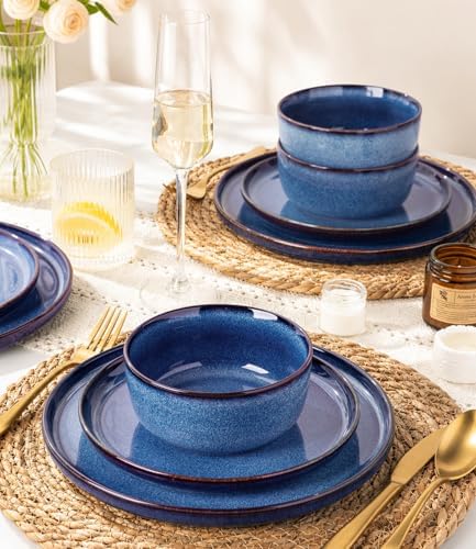 GBHOME Dinnerware Sets for 4, 12 Pieces Ceramic Plates and Bowls Set - Image 2