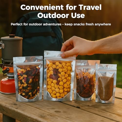 800-Pack Reclosable Large Mylar Bags for Food Storage 4.7" x 7.9" Stand Up Pouch Bags Bulk Resealable Smell Proof Aluminum Silver Foil Bags with Clear Window Kitchen Storage Edible Packaging - Image 2