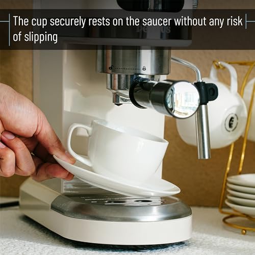 BTaT- Cappuccino Cups with Saucers 6 oz, Set of 6, White Porcelain Coffee Cup and Saucer Set for Latte, Mocha, Tea, Au Lait, Flat White, Dishwasher, Microwave, Freezer and Oven Safe - Image 4