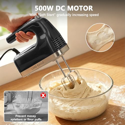 Lord Eagle 9-Speed Digital Hand Mixer Electric Handheld, 500W DC Motor - Image 7