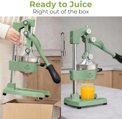 Zulay Kitchen Cast Iron Juicer, Orange Manual Juicer, Citrus Press, Sage - Image 3