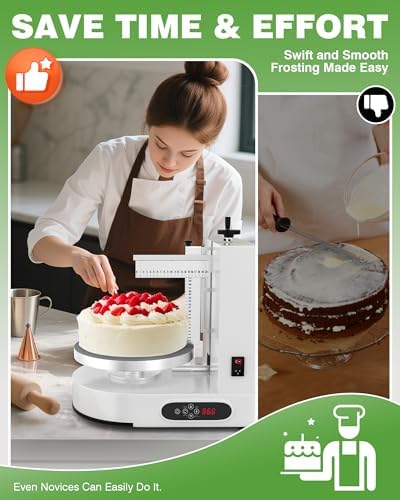 PYY Electric Cake Decorating Machine - 4-12 Inch Automatic Cream Spreading, 60-320 RPM with Graduated Scrapers, for Home, Baking Studio,and Commercial Kitchen, White - Image 5