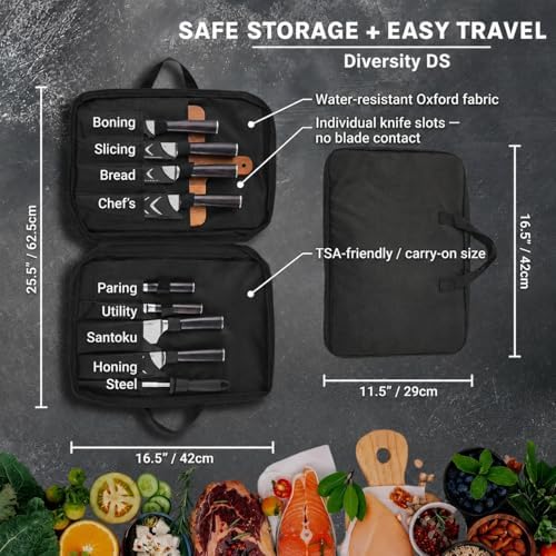 Japanese Kitchen Knife Set with Bag, 20-Piece Professional Chef Knife Set, High Carbon Stainless Steel Knives, Travel Case and Cutting Board, Complete Cooking Set - Image 3