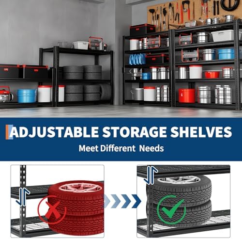 Heavy Duty 5-Tier Shelving Unit, 2500 LBS Capacity Storage Shelves for Garage Kitchen Pantry, Metal Adjustable Shelving for Basement Bathroom Laundry, 47" L x 18" W x 71" H - Image 6