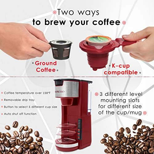 Mixpresso Red Single Serve Coffee Brewer K-Cup Pods Compatible & Ground - Image 2