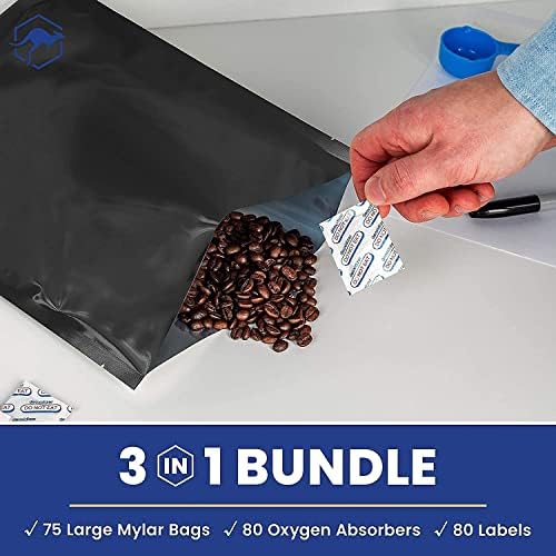 Wallaby 1-Gallon Open Top 10 Mil Mylar Bags, Oxygen Absorbers (75-Pack) - Image 2