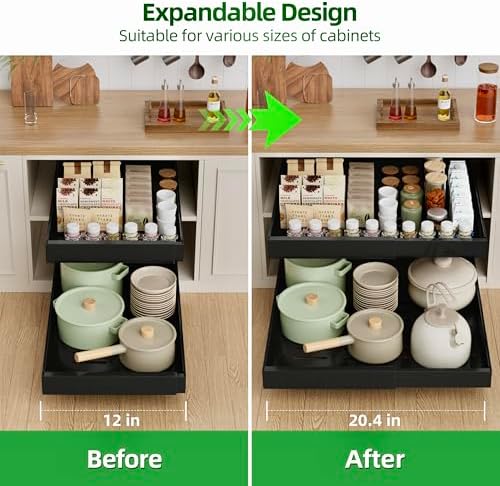 PAKETA 2 Pack Expandable Pull Out Cabinet Organizer,21" Deep - Image 4