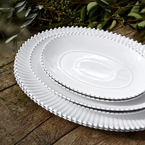 Costa Nova Ceramic Stoneware 20'' Oval Platter - Pearl Collection, White | Microwave, Dishwasher, Oven & Freezer Safe Dinnerware | Food Safe Glazing | Restaurant Quality Serveware - Image 5