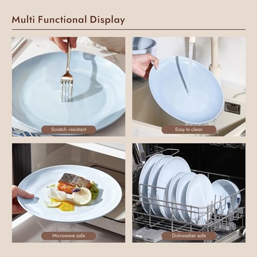 KINGSTONE 24-Piece Bone China Dinnerware Set for 8, Misty Blue - Image 4