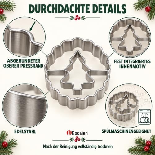 Christmas Linzer Cookie Cutter Set of 9 Biscuit Cutters Cookies Fruit Bread Cutter Jam Cookies for Children and Holidays - Image 4