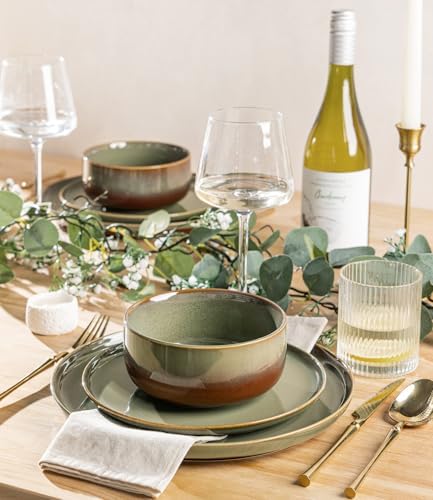 TheTerra Ceramic Dinnerware Set for 4, 12-Piece Plates and Bowls Set - Image 5