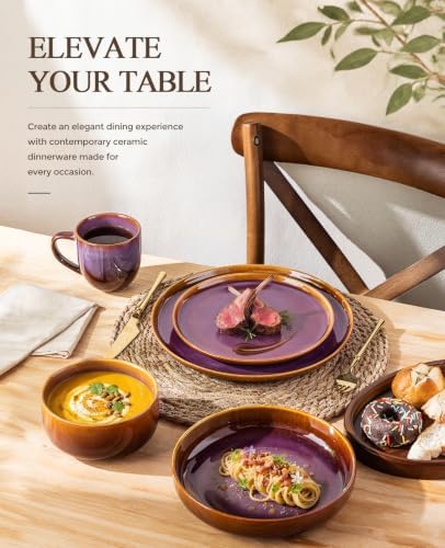 TheTerra Ceramic Dinnerware Set for 4, 16-Piece Plates and Bowls Set - Image 6