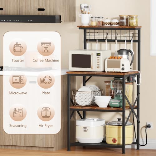 Furologee Kitchen Bakers Rack with Power Outlet, 22-Inch Microwave Stand - Image 5