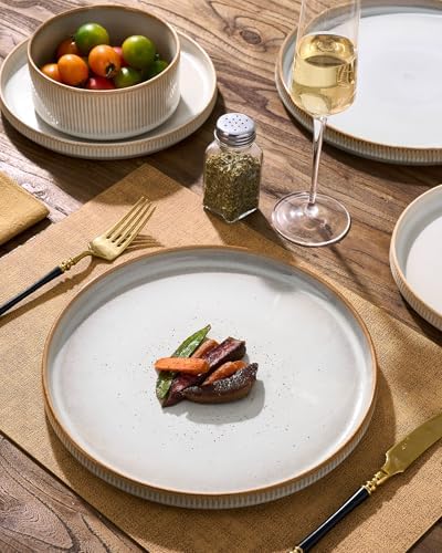 Dinnerware Set for 4, Reactive Glaze Plates and Bowls Sets - Image 3