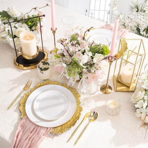 LIYH 8Pcs Gold Charger Plates, 13 Inch Plastic Round Chargers For Parties - Image 5
