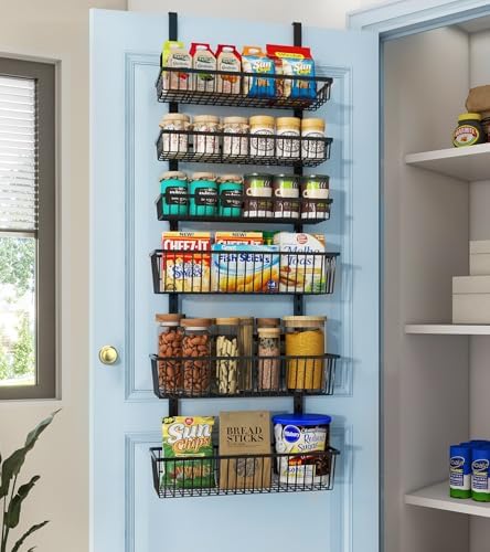 Mefirt Over The Door Pantry Organizer, 6-Tier Black Deep Baskets by Mefirt