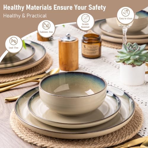 GBHOME Dinnerware Sets for 4, 12 Pieces Ceramic Plates and Bowls Set - Image 5