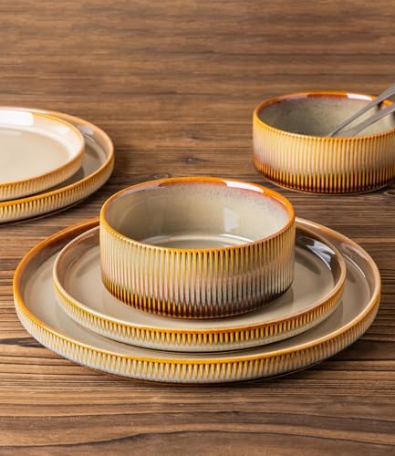 TheTerra Ceramic Dinnerware Set for 6, 18-Piece Plates and Bowls Set - Image 4