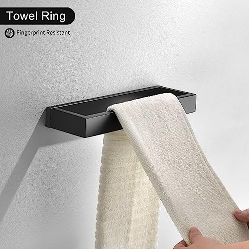 Black Towel Bar Set, 4-Pieces Bathroom Hardware Set Modern Bathroom Towel Holder Set SUS304 Stainless Steel Wall Mounted Towel Rack Set,23.6 Inch - Image 3