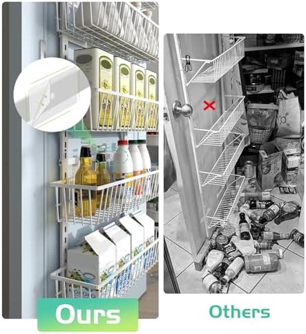 Mefirt Over The Door Pantry Organizer, 6-Tier Deep Baskets, White - Image 7