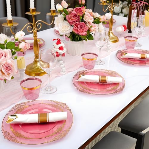 Bestluck 175PCS Burgundy Disposable Dinnerware for 25 Guests - Image 7