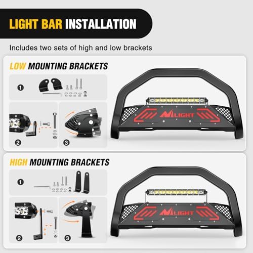 Nilight Bull Bar with Light for 2003-2008 Honda Pilot, 2006-2015 Ridgeline - Image 5